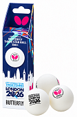 Мячи для настольного тенниса BUTTERFLY 3*** R40+ London WTTTC 2026 бел. 3 шт.